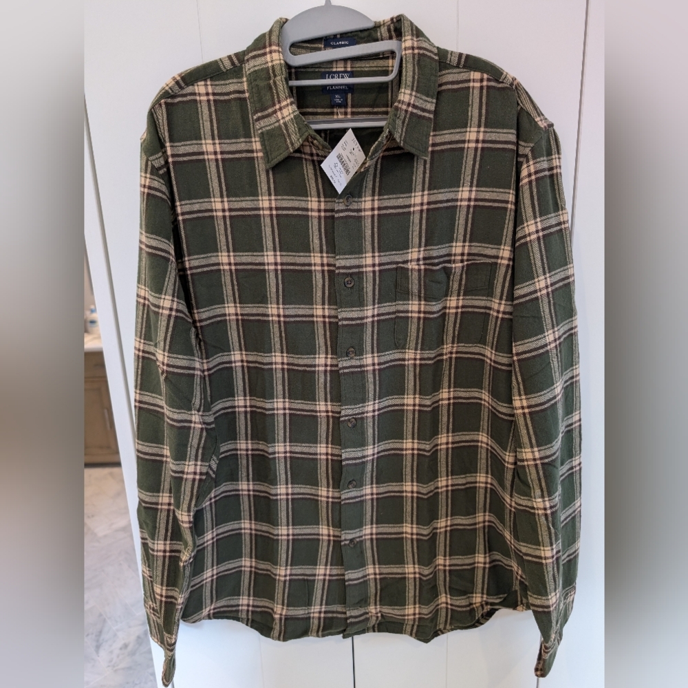 J.Crew Factory Mens XL BNWT Green Plaid Flannel